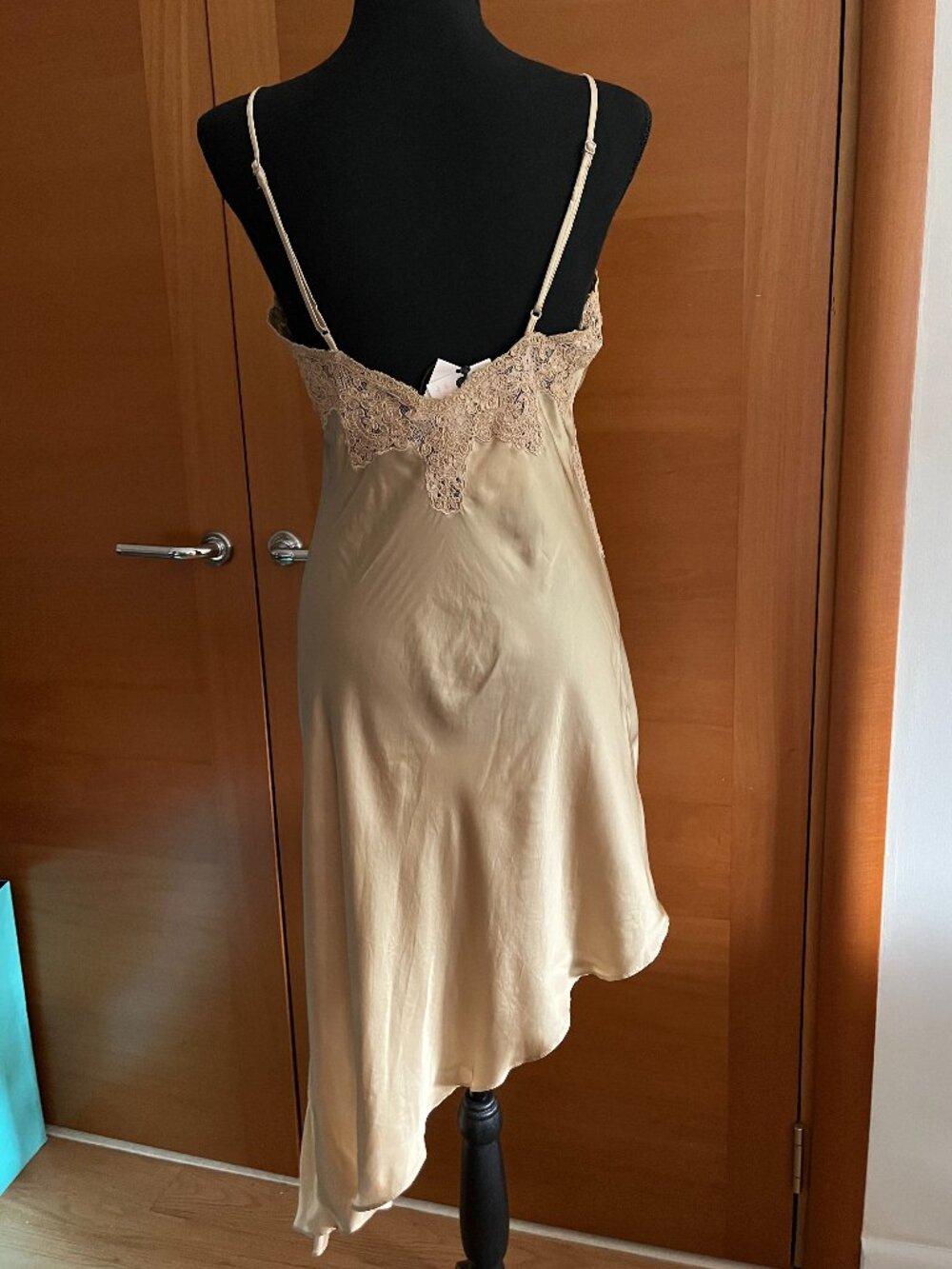 Zara Woman Collection Asymmetric Satin and Lace Dress in Beige Size Medium NWT - Picture 9 of 9